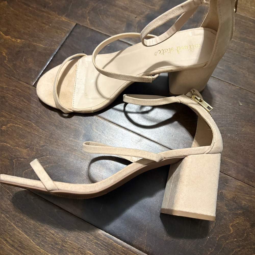 Altar’d State Nude Block Heel Strappy Sandals